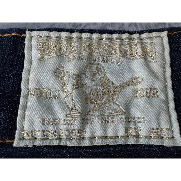 True Religion Bobby Womens 25 Dark Wash Flare Jeans NWOT White Gold Tag Made-USA - Picture 15 of 16